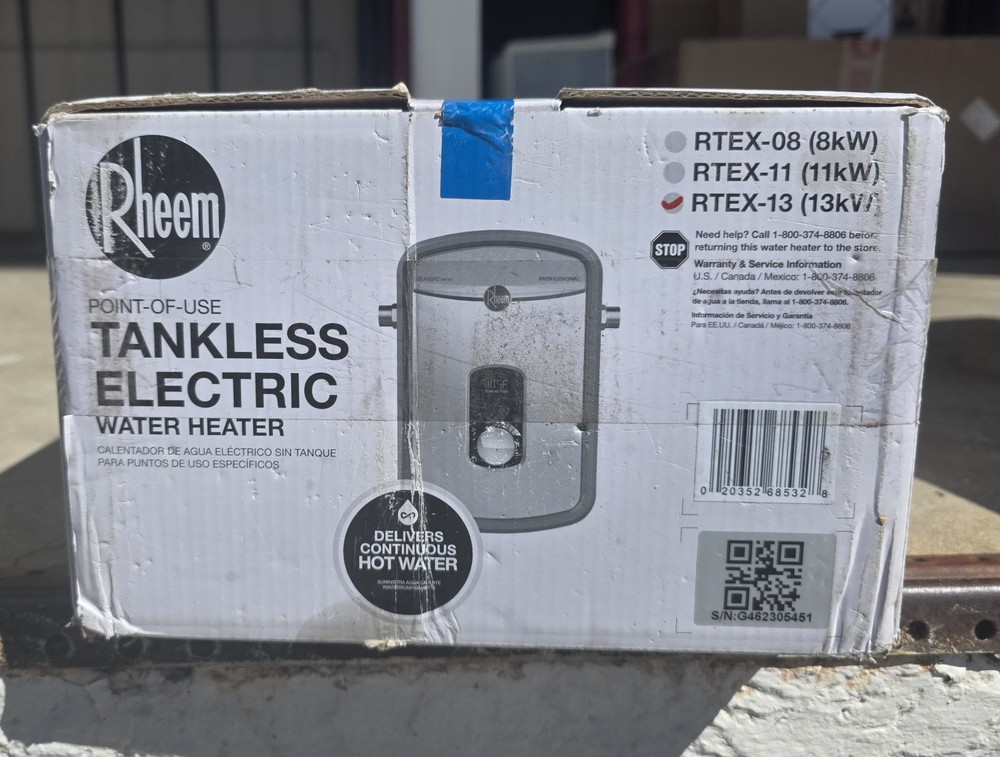 Rheem RTEX-13 Tankless Electric Water Heater Compact Wall Mount Gray