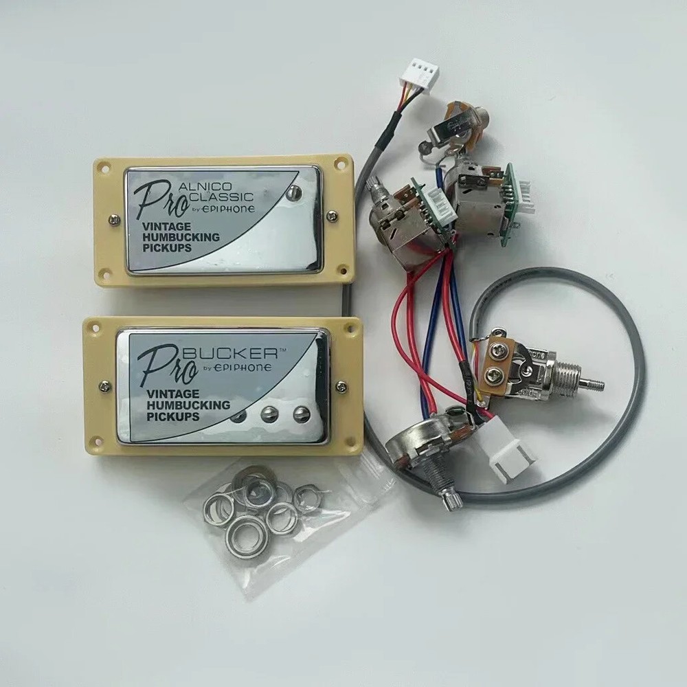 Classic 57 and pro bucker guitar pickups with 2V1TPU pull harness