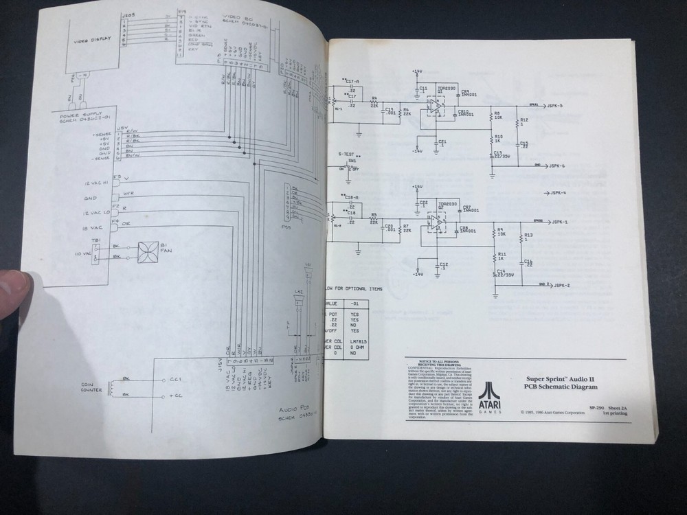 Atari Super Sprint Schematic Package Supplement to Operators Manual