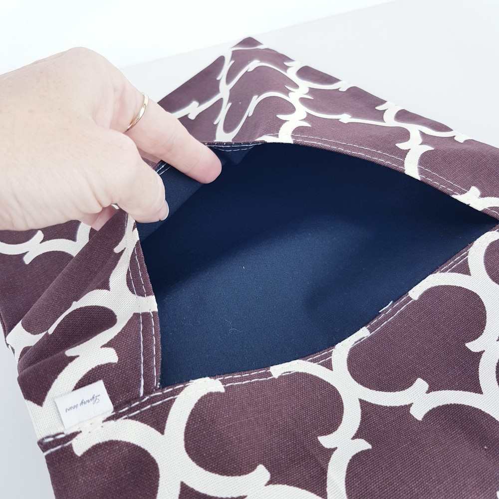 Peg Bag Handmade Brown White Patterned Lined Laundry Clothes Peg Holder
