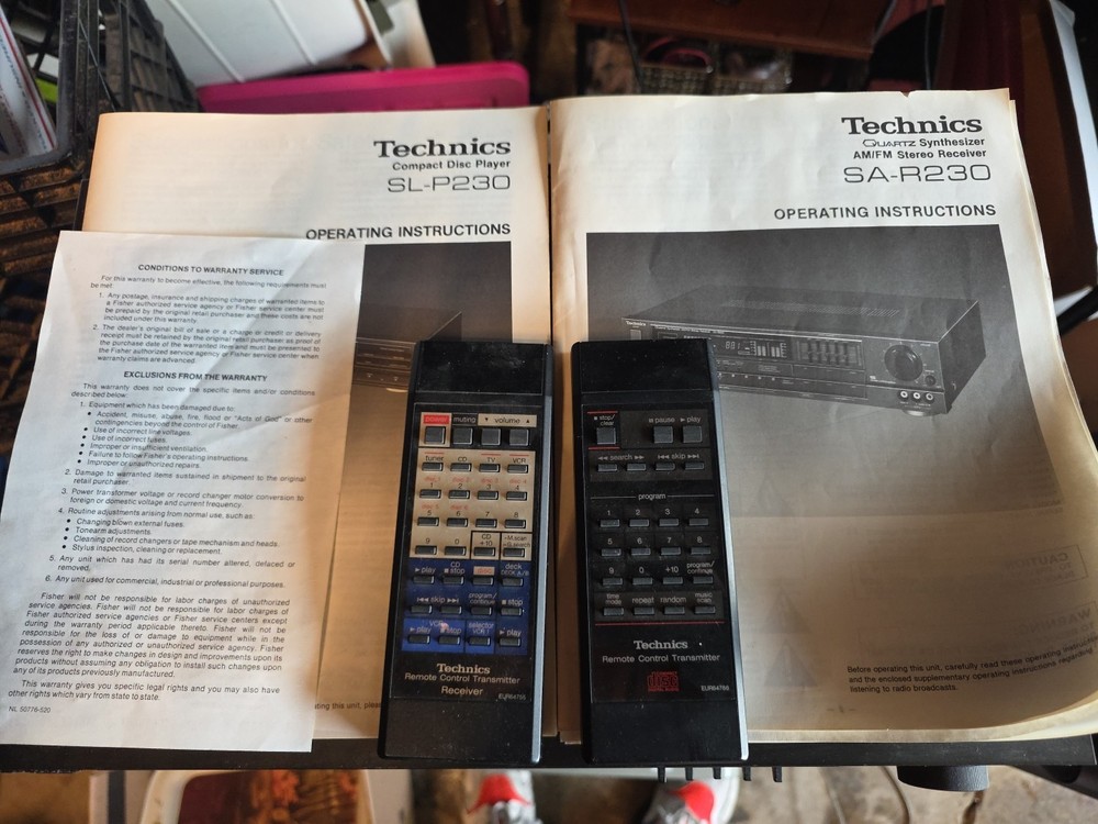 Technics stereo and cd player Both woods remotes and instructions