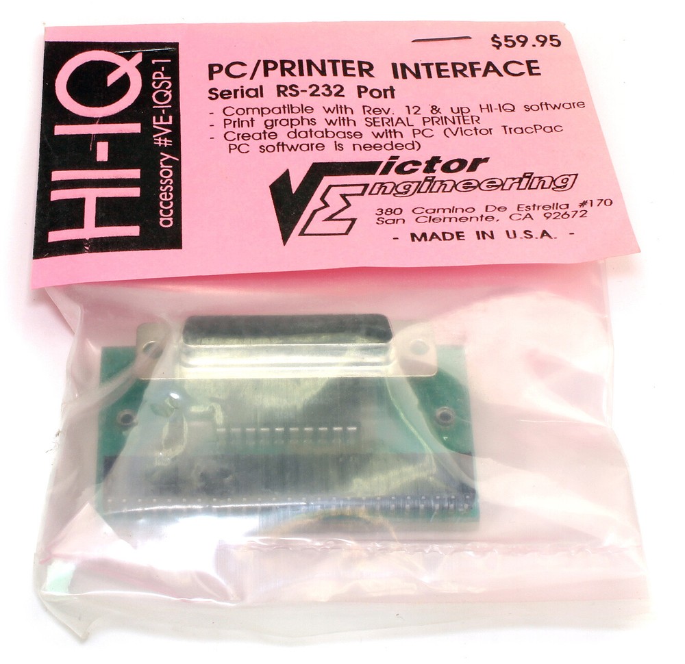 Vintage Victor Engineering PC/ Printer Interface Serial RS-232 Port #VE-IQSP-1