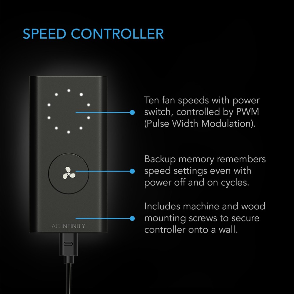 CLOUDLINE S6, QUIET INLINE DUCT FAN SYSTEM WITH SPEED CONTROLLER, 6-INCH AI-CLS6