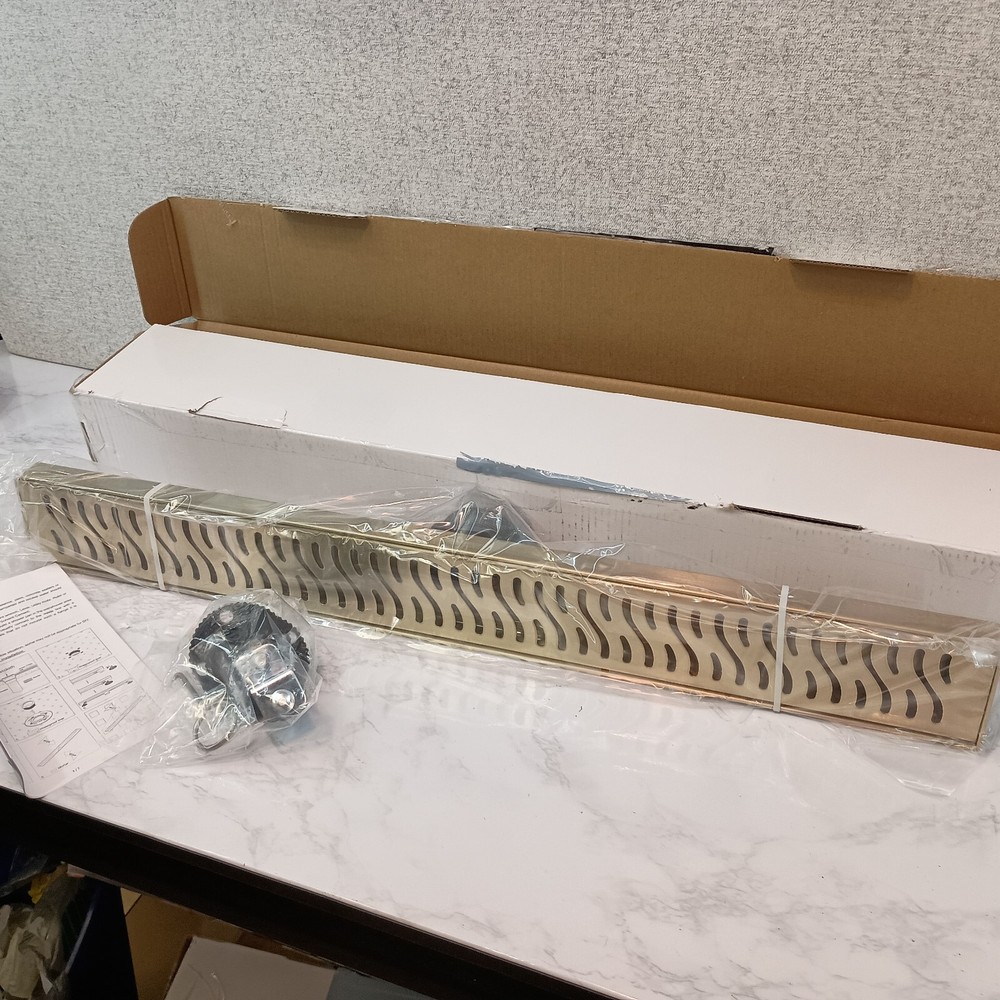 Sharp-tec 24" Linear Shower Drain Rectangle Shower Floor Drain Kit, Gold ST-103
