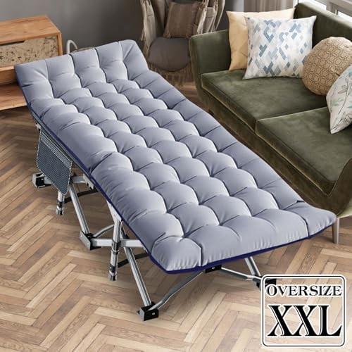 Folding Camping Cot, Extra Wide Heavy Duty Sleeping 1 Oversized Slate Gray