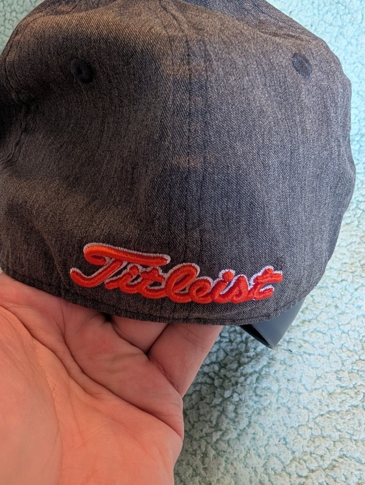 Titleist Cap Hat Men Gray Medium Orange Script T13