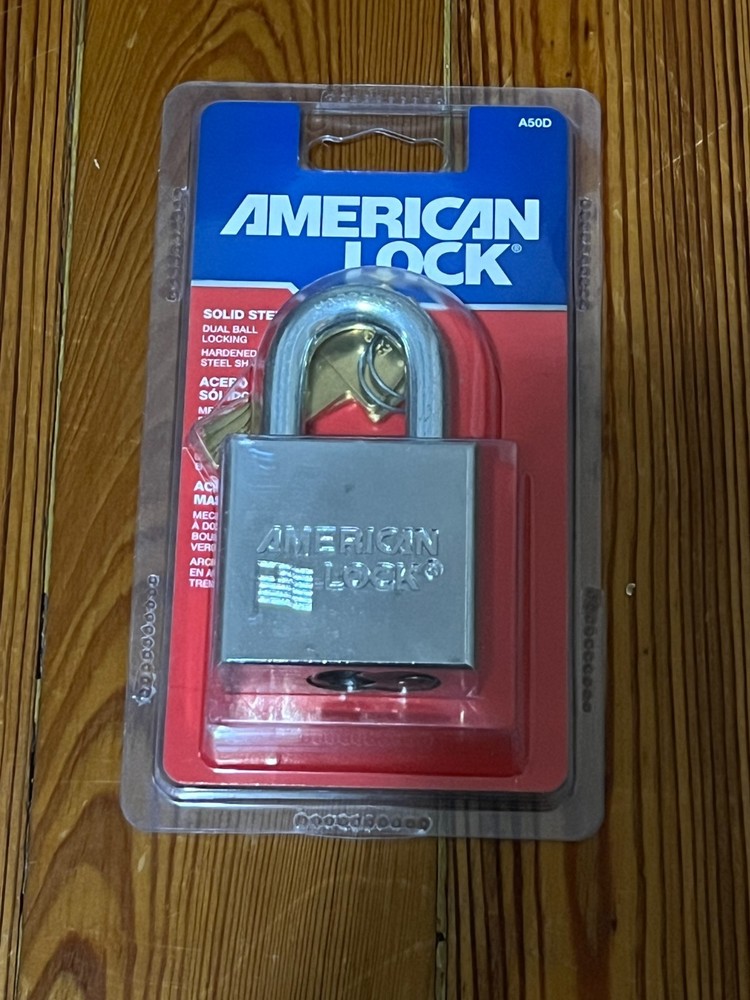 American Lock A50 Padlock Keyed Different Standard Shackle Rectangular Steel