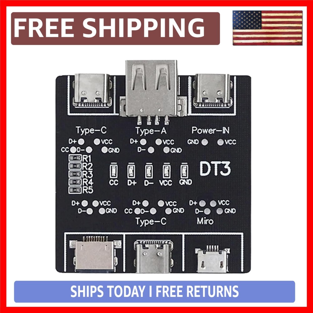 Durable Black PCB USB Tester - Check Charging & Data Transfer for All USB Types