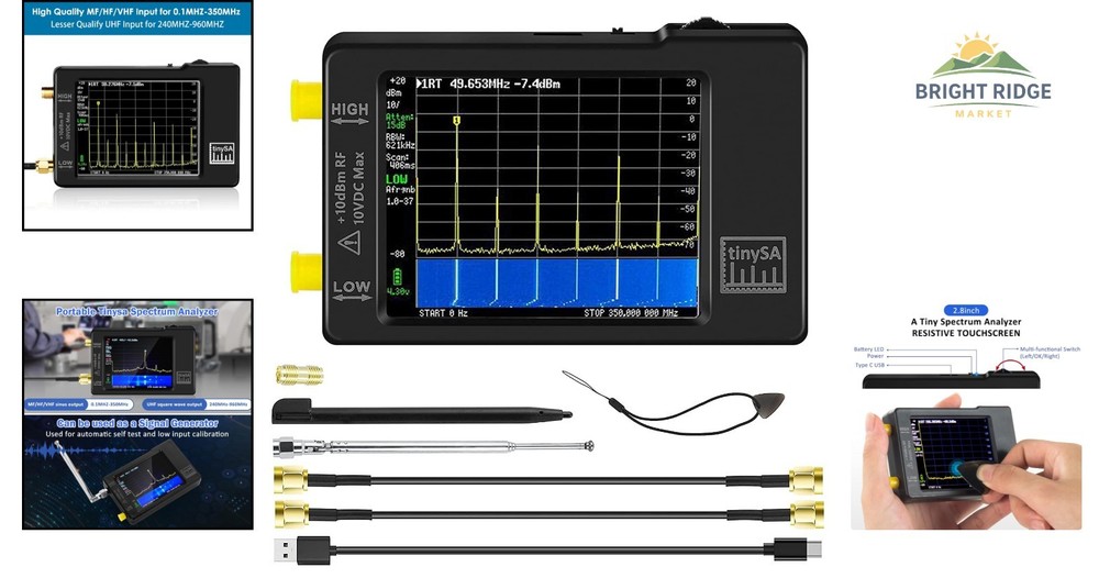Handheld Frequency Analyzer with Touchscreen, Signal Generator 100kHz-960MHz