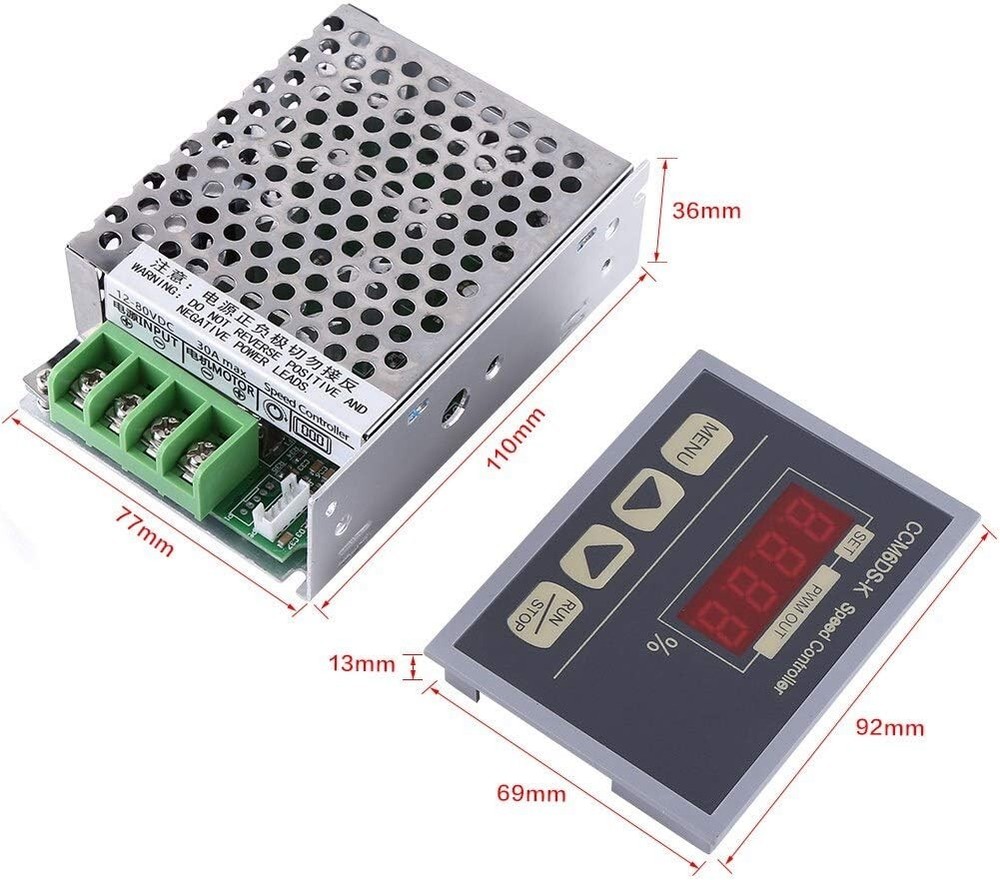 12-80V PWM DC Motor Speed Controller Governor With Digital Display Panel 30A