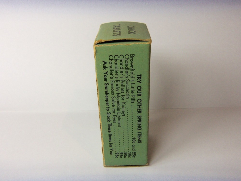 VINTAGE BOX (EMPTY) CHANDLER'S CHICK TABLETS FOR CHICKENS DUCKS GEESE