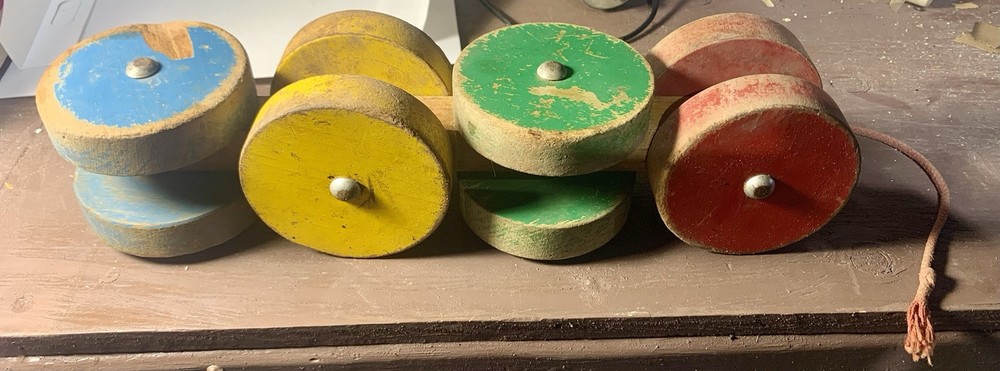 VINTAGE WOODEN CATERPILLAR PULL TOY