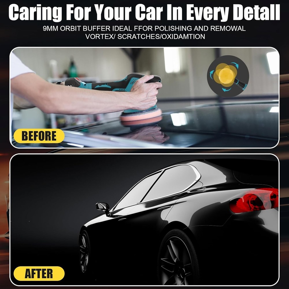 Cordless Car Buffer Polisher, 6 In Mini Buffer Polisher Kit ,8 Variable Speed