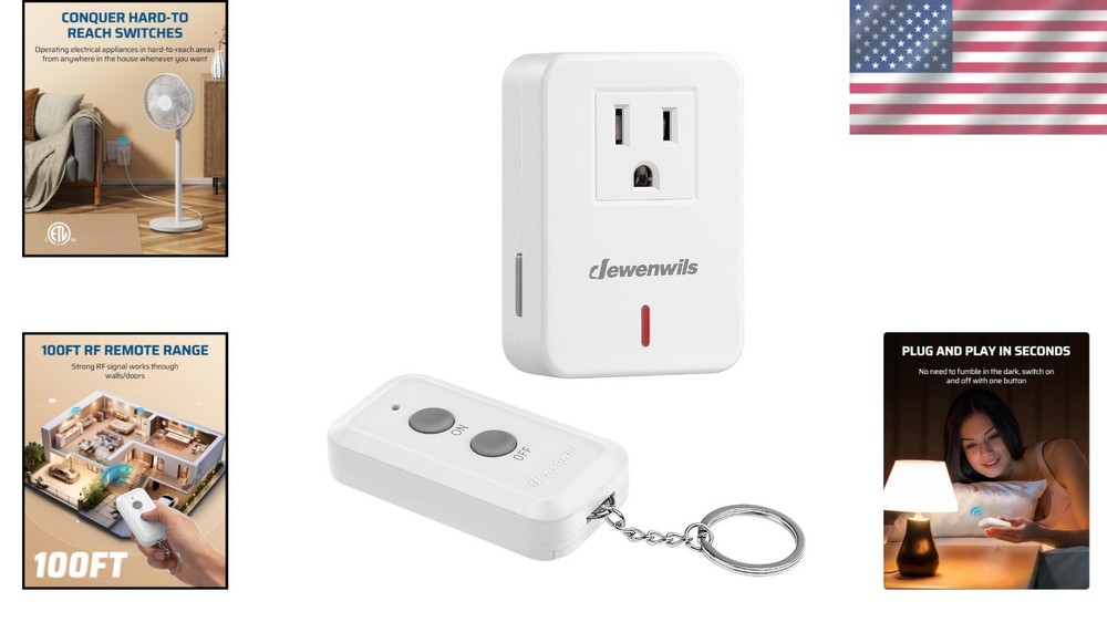 Compact 100ft RF Range Remote Light Switch Kit - Easy Install, Safe & Versatile