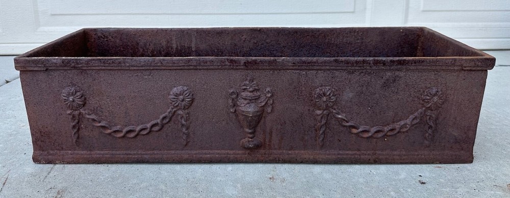 French Louis Seize Cast Iron Rectangular Planter, 19th Century