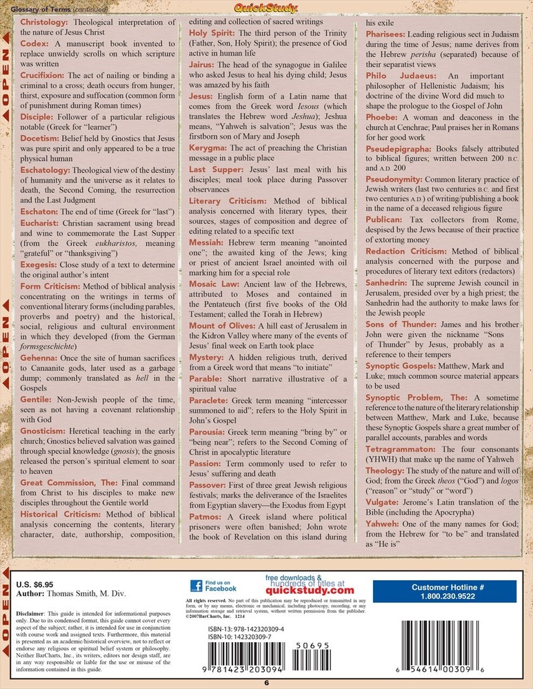 Quickstudy - New Testament Laminated fold out study reference Guide-Brand new