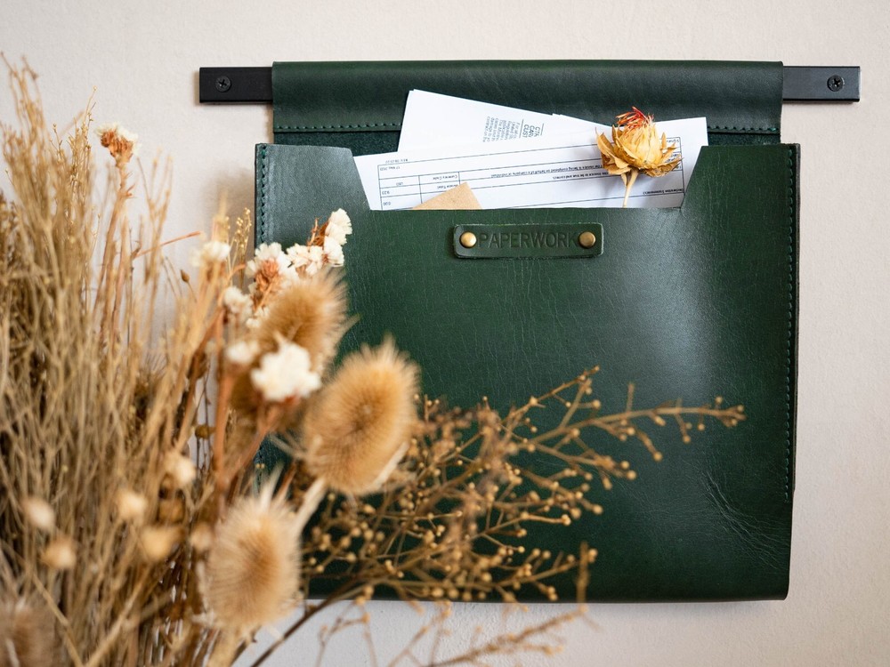 Large Leather Wall Pocket Organizer