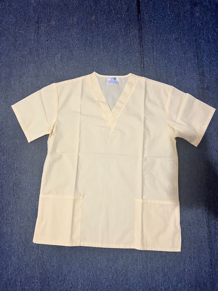 Gold Unisex Adar Scrub Set Medium Size V-Neck Shirt Draw-String Pants