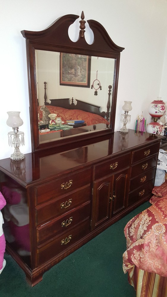 Pennsylvania Solid Cherry 5 Pc King Bedroom Suite Crescent Mfg Headboard Armoire