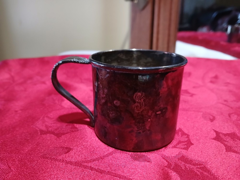 Antique Oneida Community Silverplate Baby Cup Engraved Initial “G”