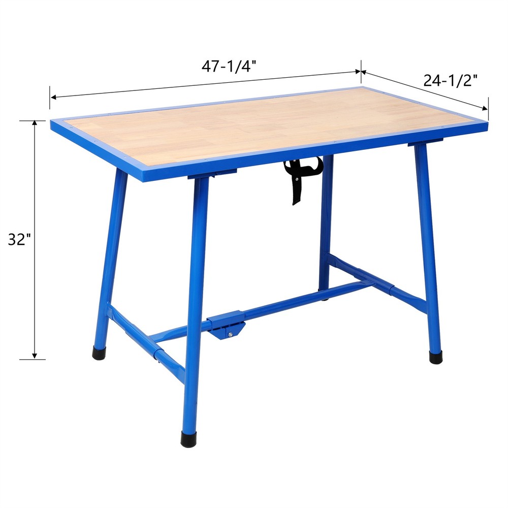 Foldable Work Bench 660 Capacity Steel Frame Workstation Tool Bench for Garage