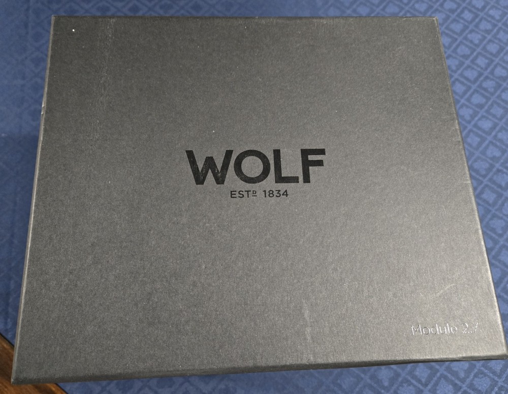Wolf Module 2.7 Watch Winder Black Silver Leather LCD display 456102