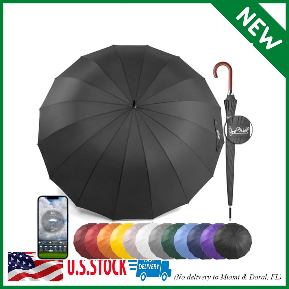 Windproof Large Umbrella for Rain 54 Inch Automatic Open for 2 Persons Wind Resi