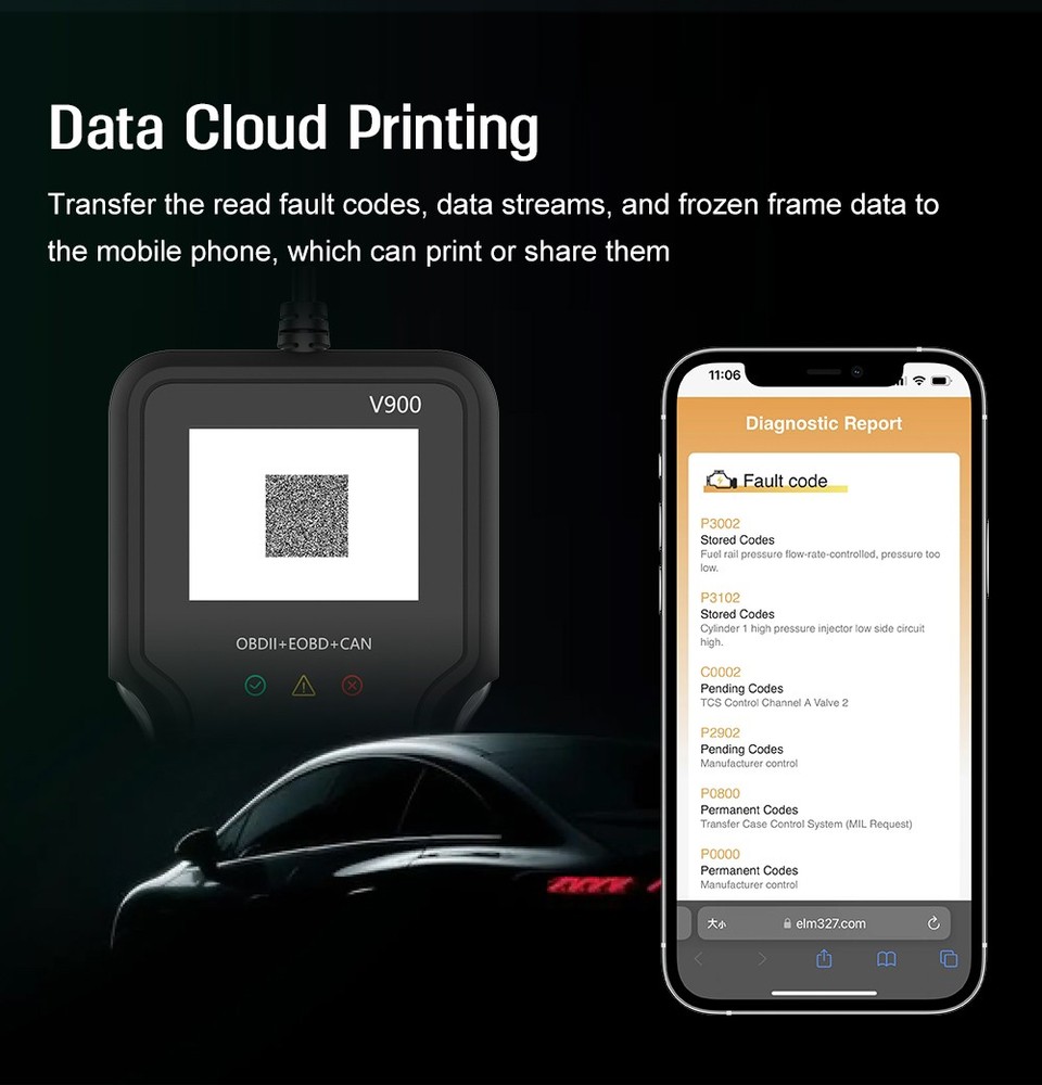 OBD2 Scanner Car Transmission Battery Deep Diagnostic Tool Code Reader Mode 6/8