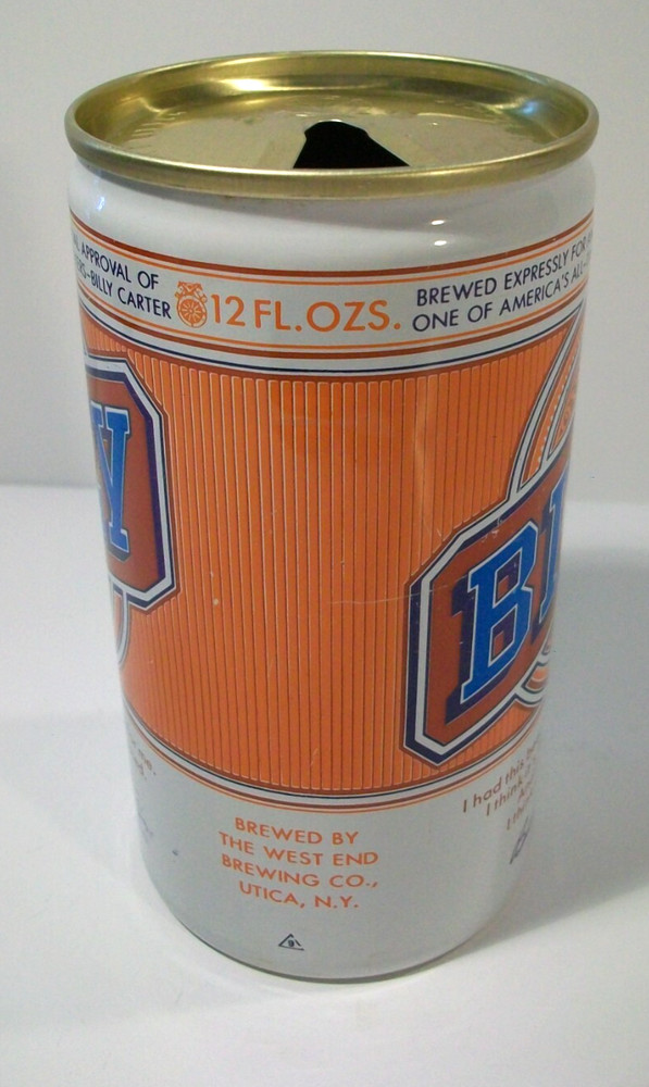 Billy Beer Pull Tab Beer Can, Empty, West End Brewing, Billy Carter, Vintage