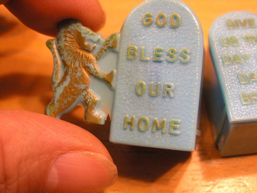 Vintage Miniature 10 Commandments Style Plastic Salt pepper Shakers God Bless