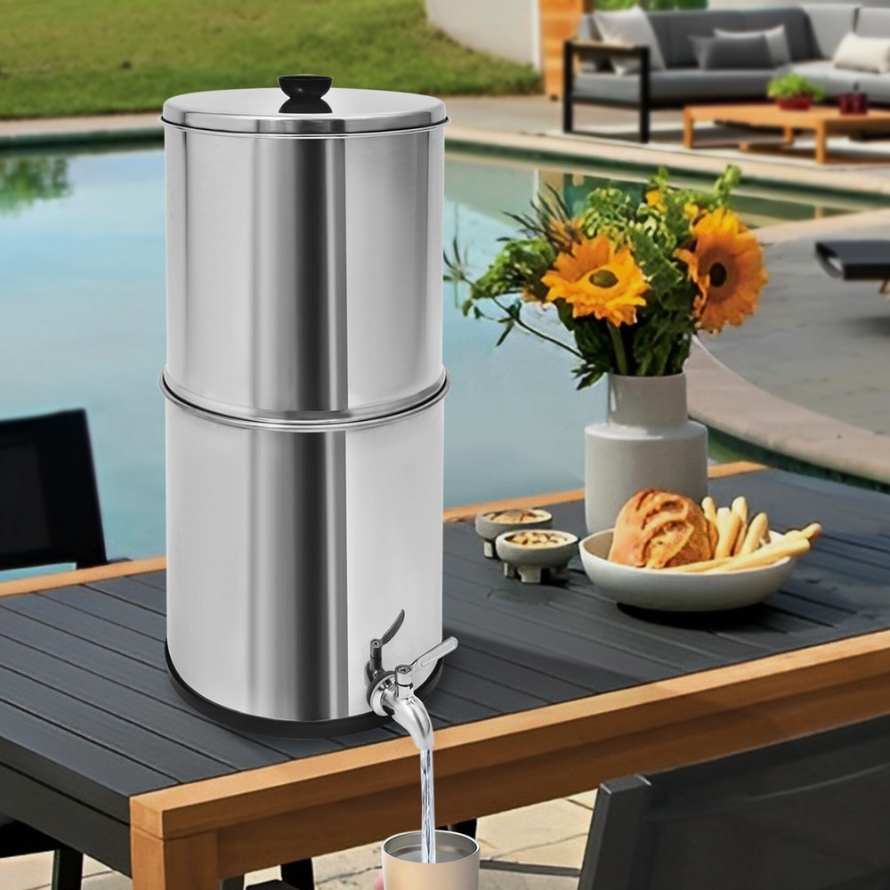 8.5L Gravity-Fed Water Filter Countertop Water Purification System w/2 Filters