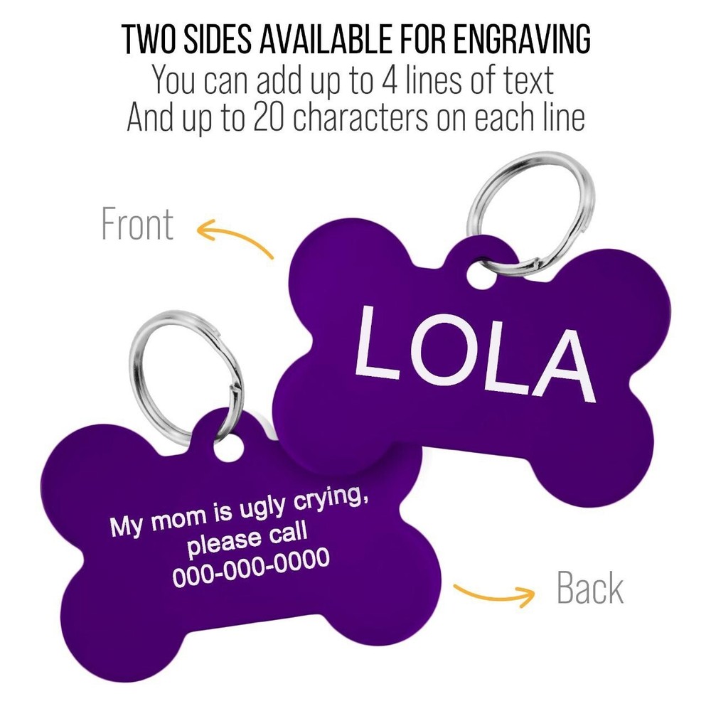 Dog Pet ID Tags Personalized Name Bone Shape Tag Custom Engraved