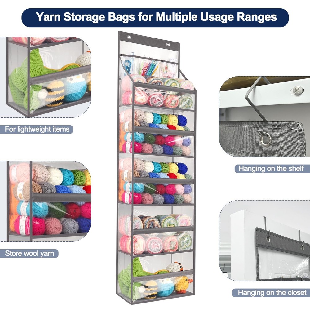 Hanging Yarn Storage Organizer, Large Capacity Knitting Organizer Storage wit...