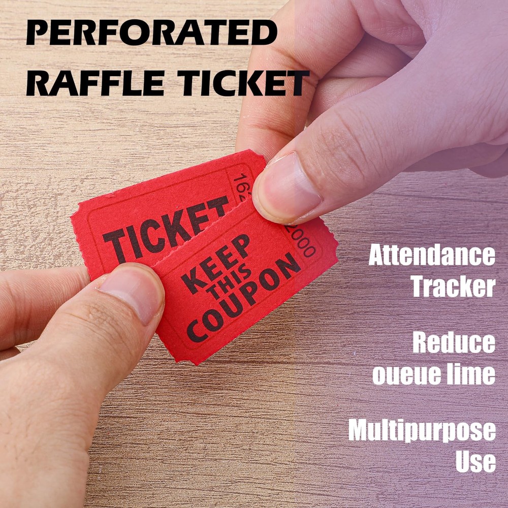 Double Roll Raffle Tickets Consecutively Numbered Event 3 Colors 6000 PCS