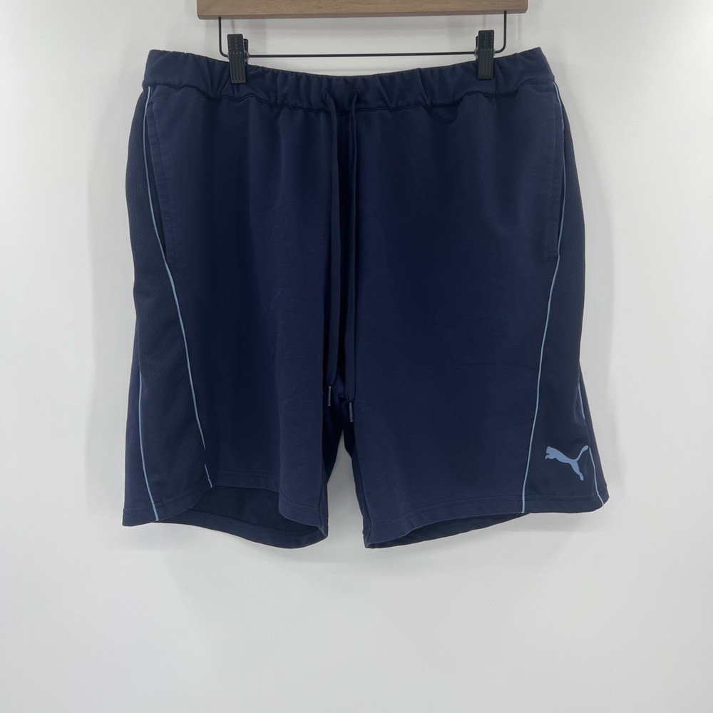 Puma Men's Navy Blue Drawstring Athletic Mesh Panel Short, Blue, Size XL
