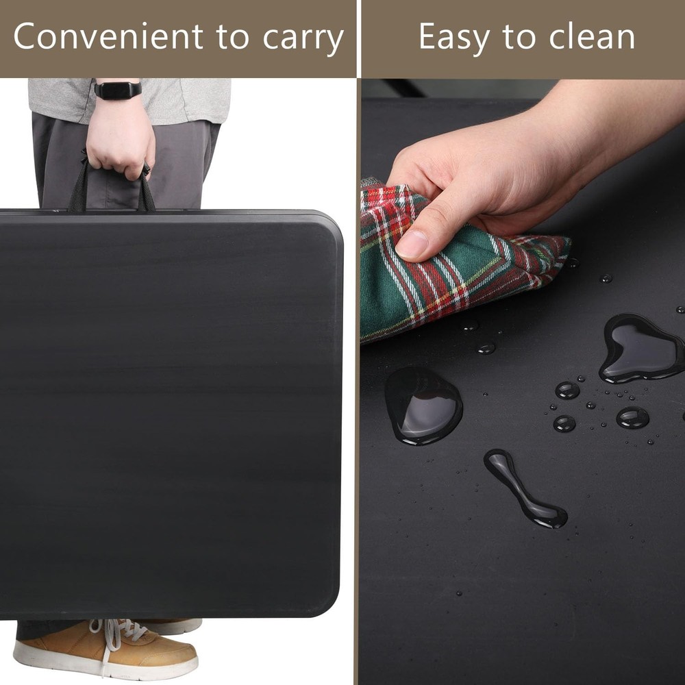 6ft Folding Table with Carry Handle, Portable Heavy Duty Plastic Utility Tabl...