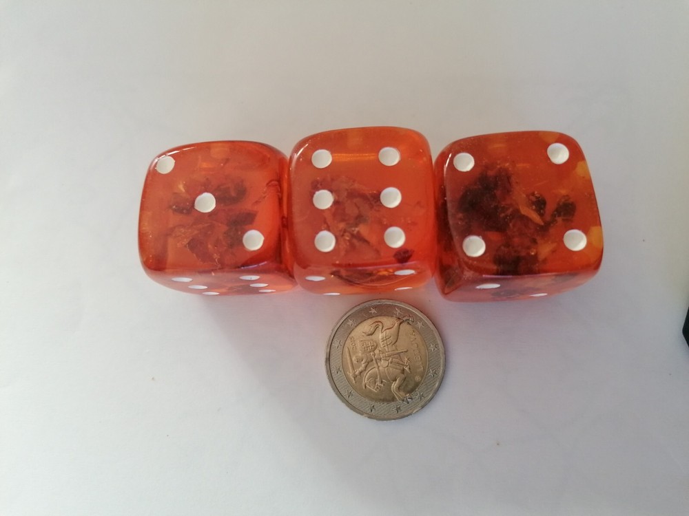 3 HANDMADE BALTIC AMBER Dice