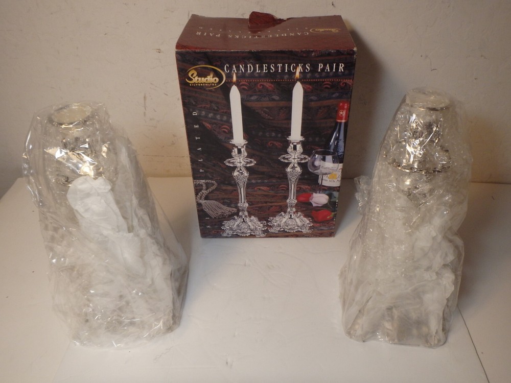 NEW Studio Silversmiths Candlestick Pair Silver Plated 61679