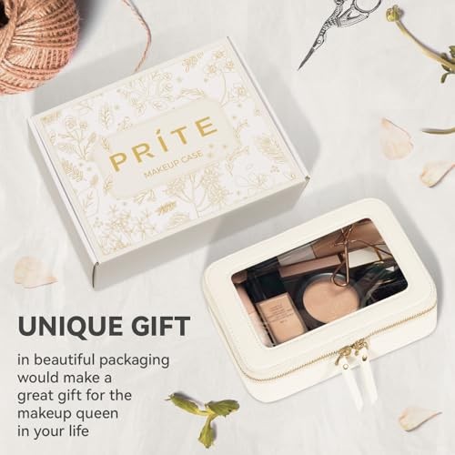 Clear Makeup Bag Cosmetic Organizer Case Standard - Single Layer Beige