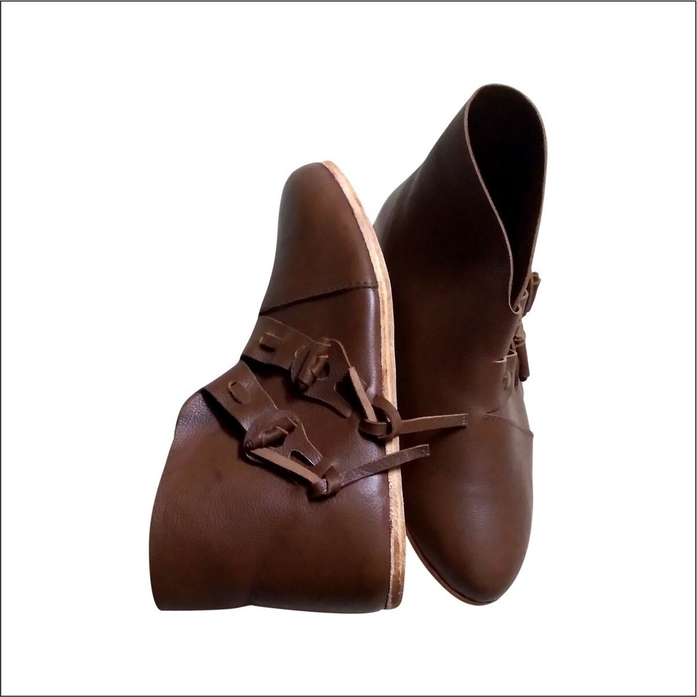 Viking leather two button up boot pair Leather boot footwear pair new