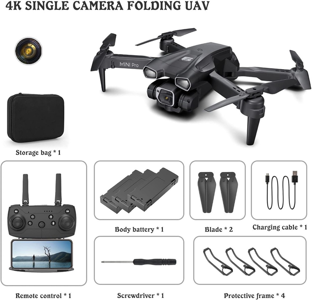 Black H66 Drone 4K HD Camera Drones Long Folding Remote Control Aircraft
