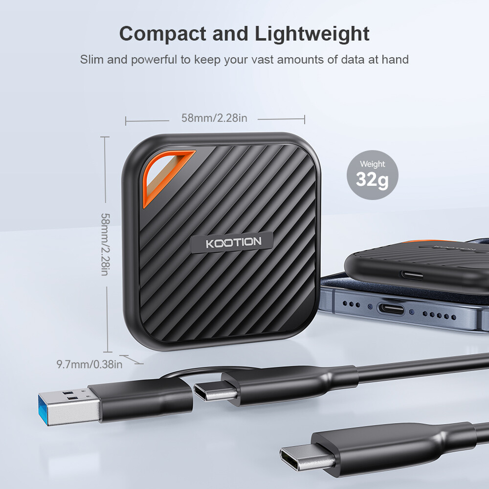 Kootion 2TB External SSD Transit up to 2000MB/s Portable Solid State Drive PSSD