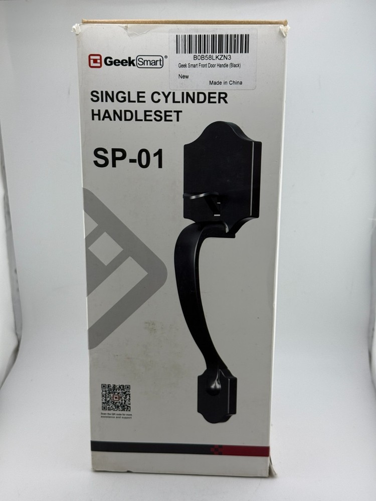 GEEK SMART Front Door Lock Handle Set BLACK Single Cylinder