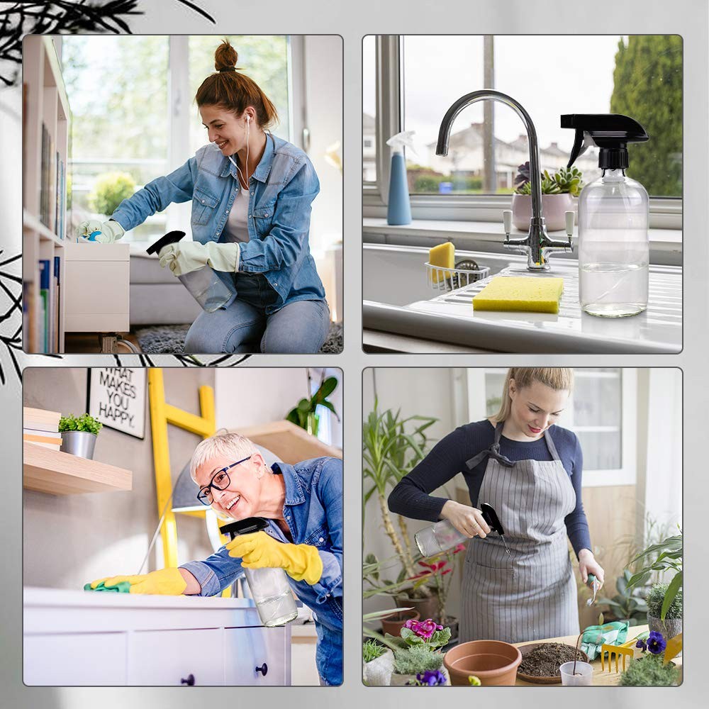 16oz Empty Glass Spray Bottle Refillable Container for Cleaning Solutions