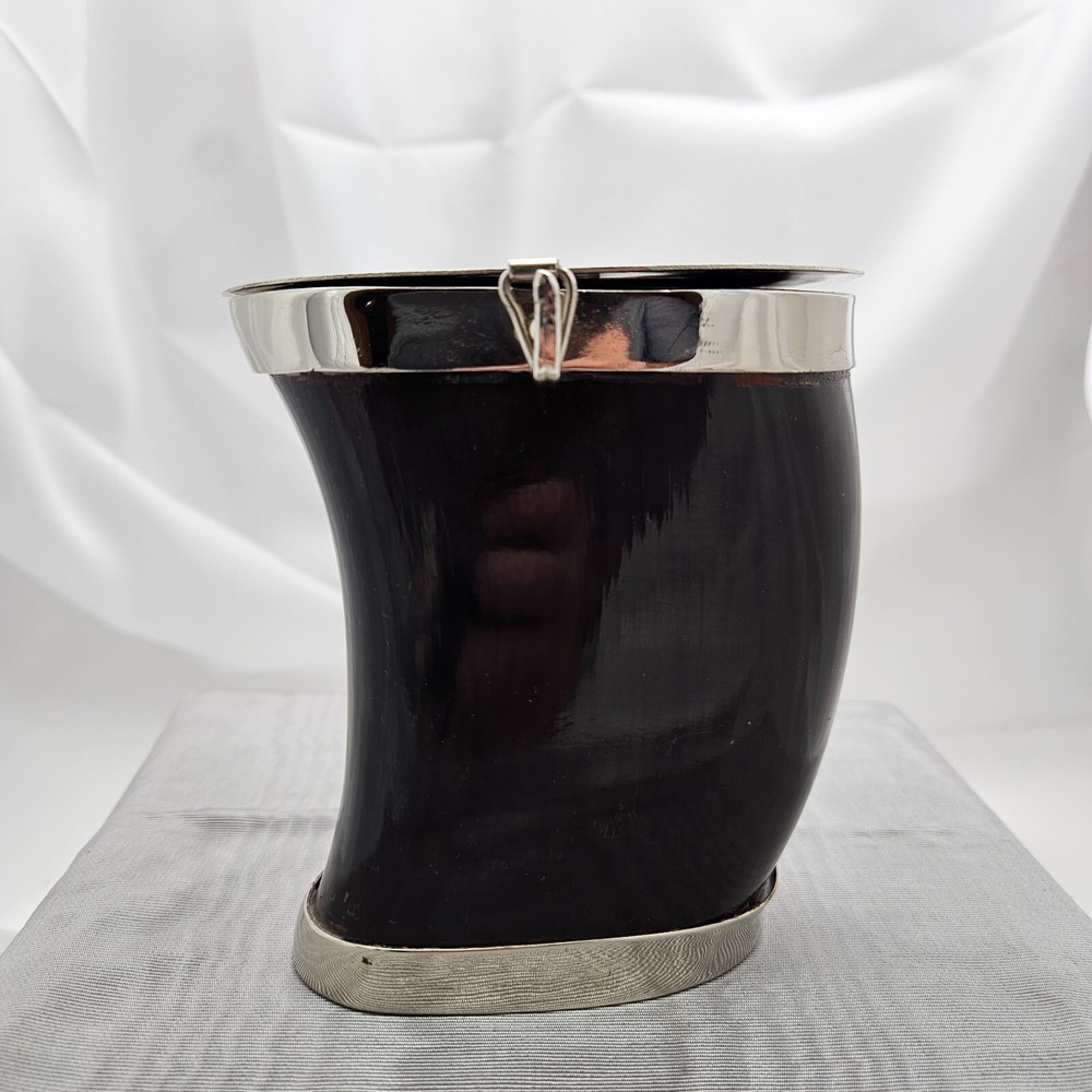 Silver Plate & Natural Horn Container Handcrafted / Hand Made
