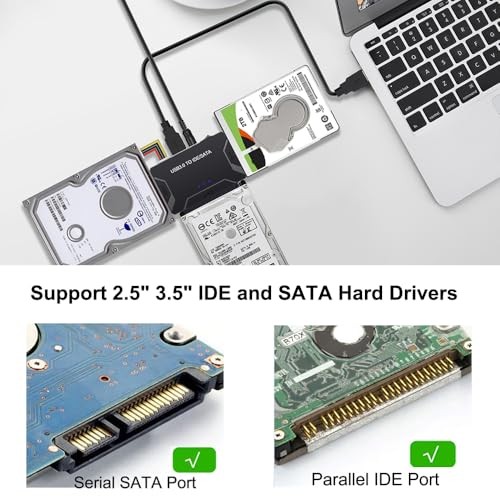 USB 3.0 to SATA IDE Adapter, Universal Hard Drive Reader Converter for