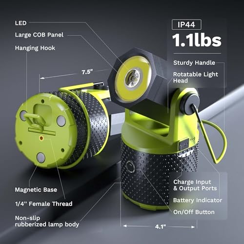 LED Camping Lantern, 3000Lumens Rechargeable 180°Rotatable Flashlight