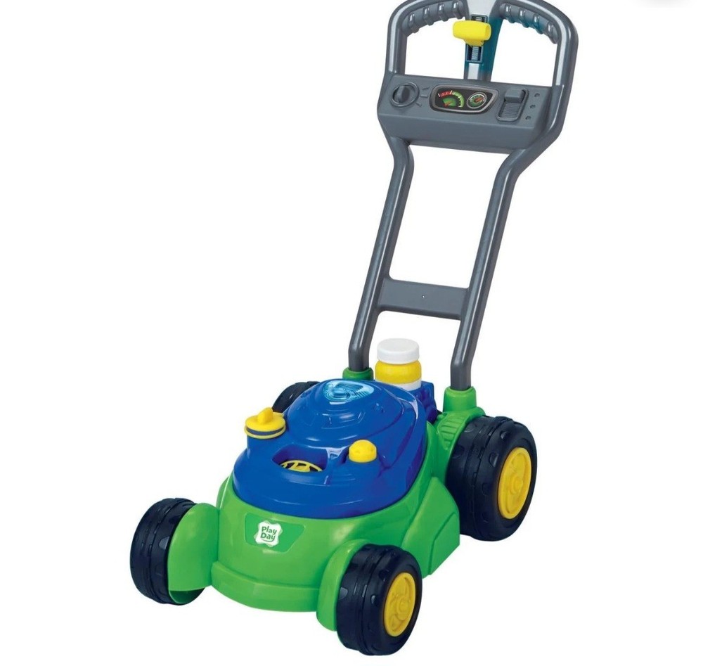 Play Day Push N Bubble Mower Toy with Realistic Sounds! & 4oz Bubble Solution