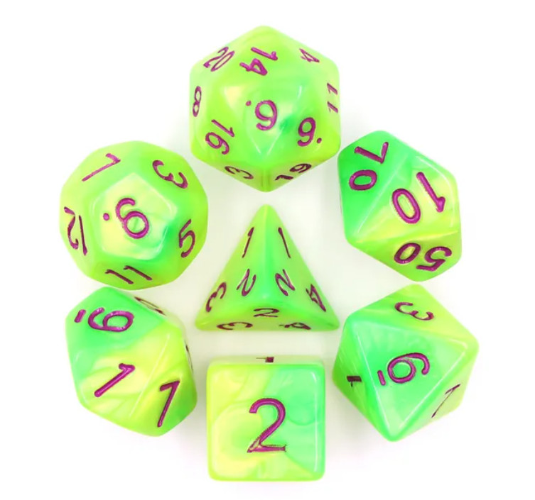 🧟🟢Patient Zero Dice RPG Set 7 Polyhedral DND Dungeons and Dragons Pathfinder B