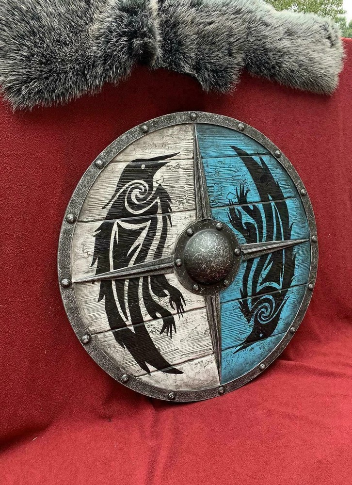 Medieval Eivor Valhalla Raven Shield Authentic Battleworn Viking Shield